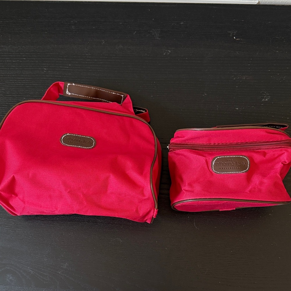 Catherine Kelly Travel Bag Set Red Cosmetic Toiletry Bags Organizer Pouches